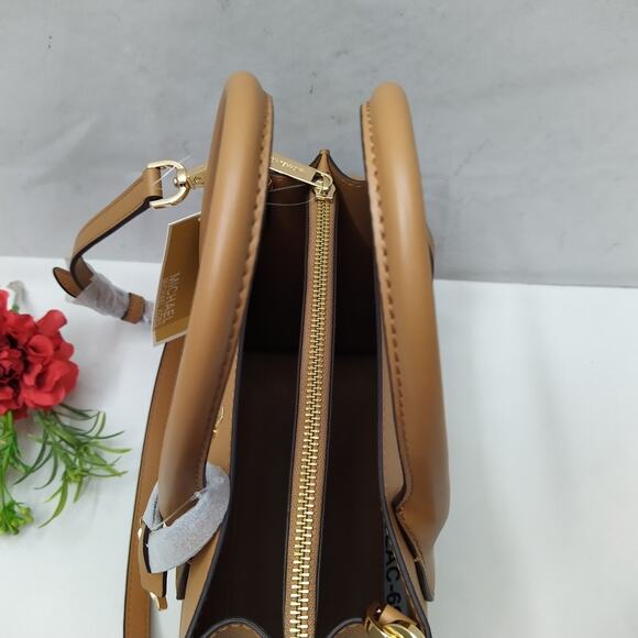 Michael Kors Maple Pinus Brown Leather Studded Top Handle Satchel Bag - NWT $358 - Picture 10 of 16